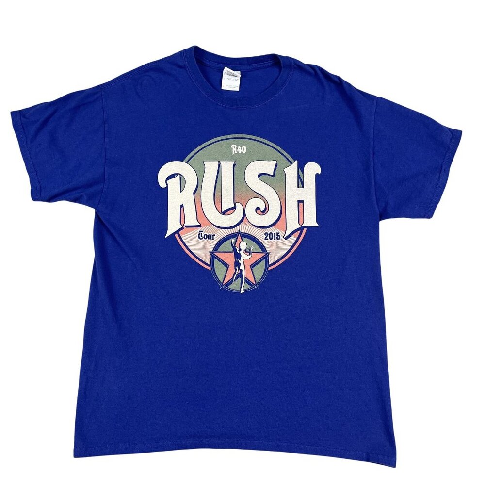 Rush R40 Blue 2015 Mens Band Tour T-Shirt Sz Large
